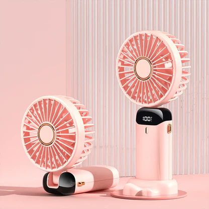 3-in-1 Portable Rechargeable Mini Fan with Power Bank & Phone Stand